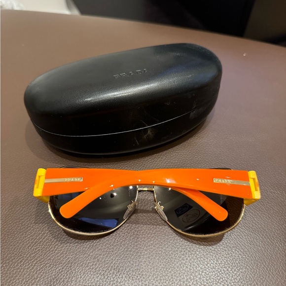 Prada Gold/Orange/Yellow SPR52G Aviator Sunglasses - Picture 9 of 13